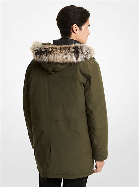 michael kors marsha faux fur hood trim cargo jacket mens|Benson Faux Fur Trim Woven Parka .